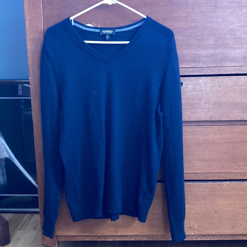 Express Merino Wool Blend Women's V Neck Red Sweater Size L